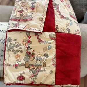Vintage Carousel Quilt with Red Accents
